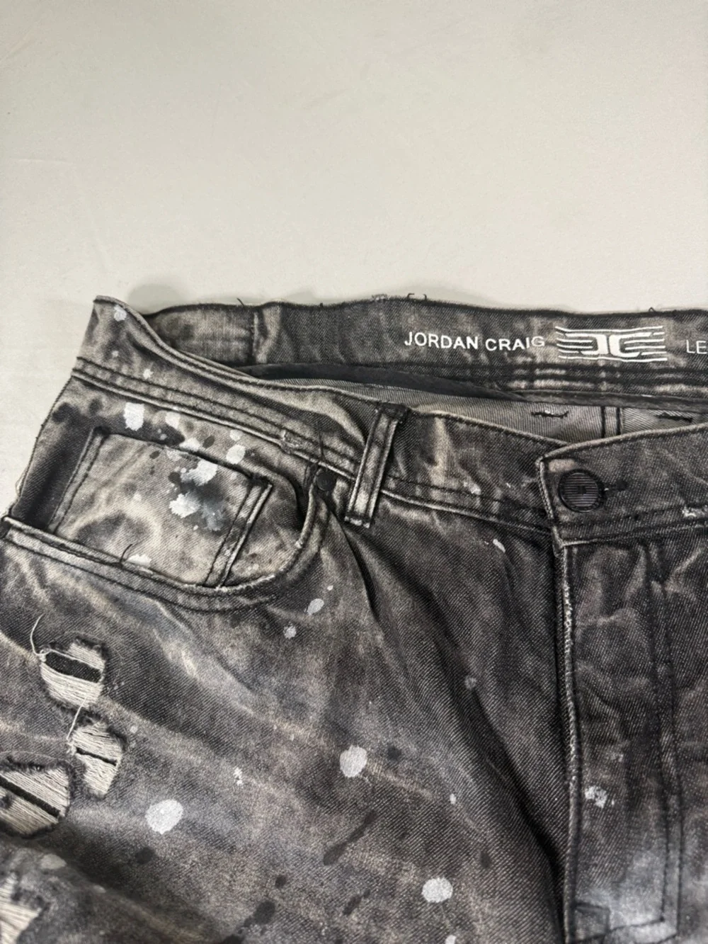 Jordan Craig Collins Jeans 42x32 Distressed Paint Splatter‎ Y2K Grunge